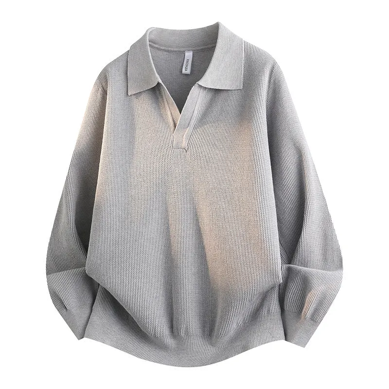 Unisex Oversized Feinstrick-Polo-Pullover mit offenem V‑Ausschnitt und lässiger Silhouette Nord Taschen