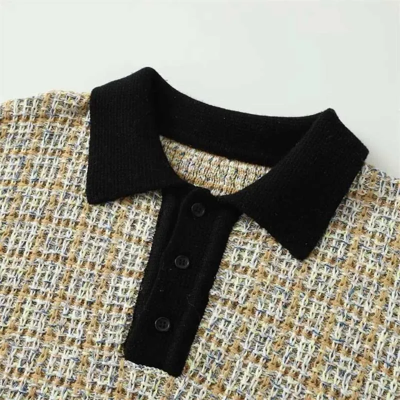Damen Bouclé-Polo-Strickpullover mit Tweed-Effekt Nord Taschen
