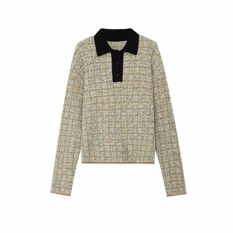Damen Bouclé-Polo-Strickpullover mit Tweed-Effekt Nord Taschen