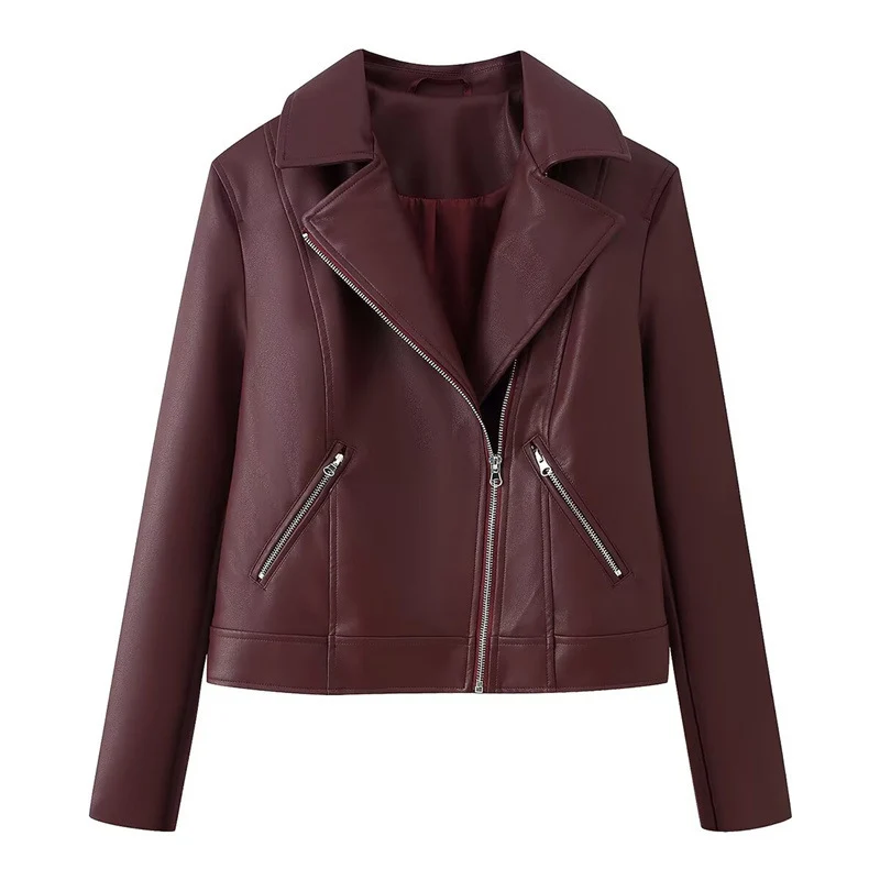 Damen Bikerjacke aus veganem Leder mit asymmetrischem Reißverschluss Nord Taschen