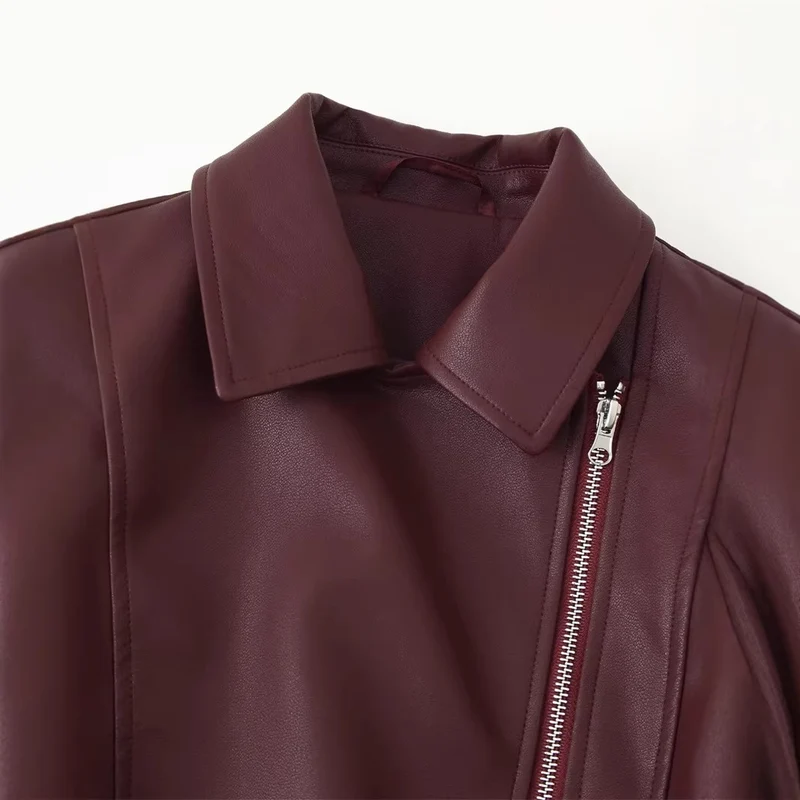 Damen Bikerjacke aus veganem Leder mit asymmetrischem Reißverschluss Nord Taschen