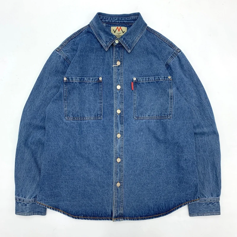Herren Relaxed Denim-Hemdjacke mit aufgesetzten Brusttaschen und gerundetem Saum Nord Taschen