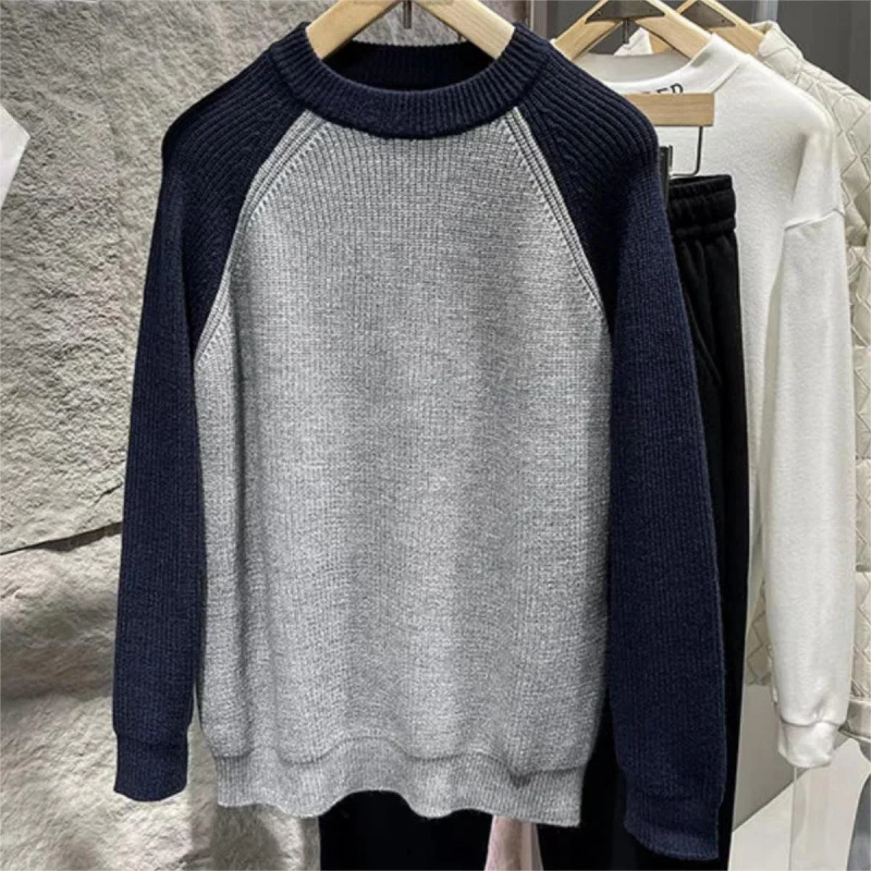 Herren Raglan-Kontraststrickpullover mit feiner Rippstruktur und gerippten Bündchen Nord Taschen