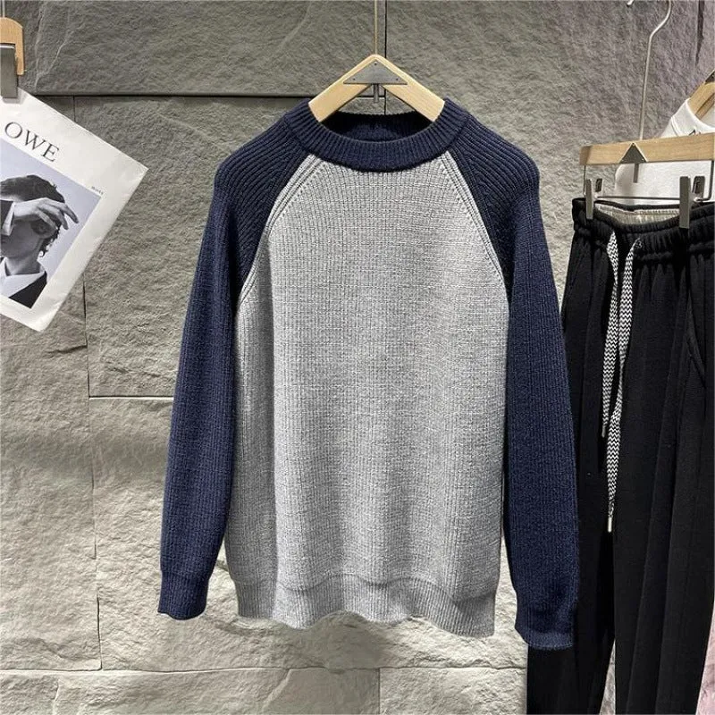 Herren Raglan-Kontraststrickpullover mit feiner Rippstruktur und gerippten Bündchen Nord Taschen