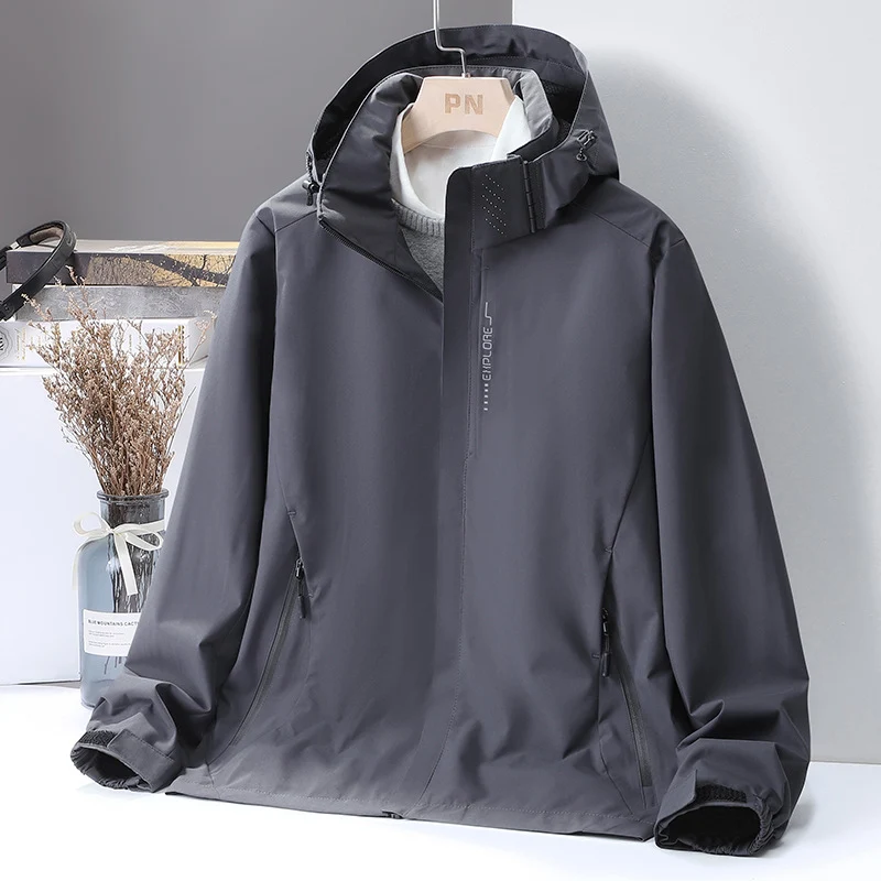 Herren Leichte wasserabweisende Kapuzen‑Shelljacke mit winddichter Membran und verdecktem Reißverschluss Nord Taschen