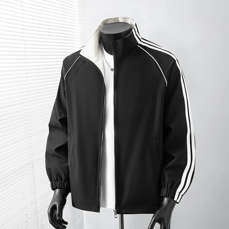 Herren Leichte Track‑Blousonjacke mit Stehkragen und Kontraststreifen Nord Taschen