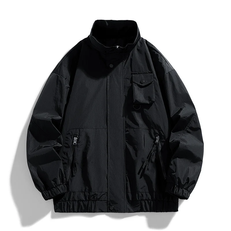 Herren Leichte technische Utility-Übergangsjacke mit Stehkragen und Multifunktionstaschen Nord Taschen