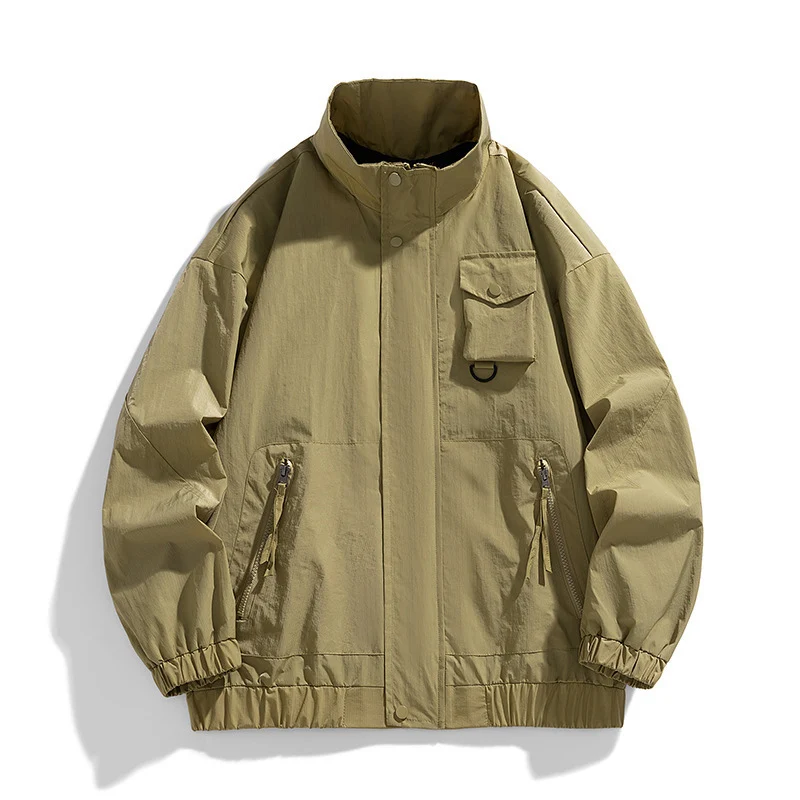 Herren Leichte technische Utility-Übergangsjacke mit Stehkragen und Multifunktionstaschen Nord Taschen