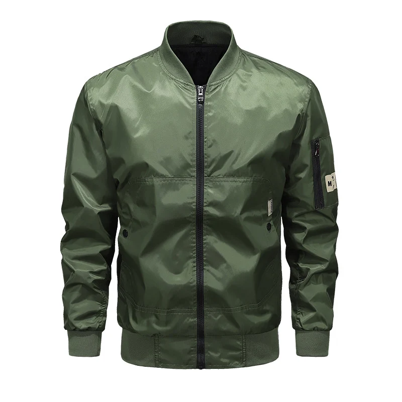 Herren Leichte Nylon-Bomberjacke mit Ärmeltasche, Stehkragen und Rippbündchen Nord Taschen