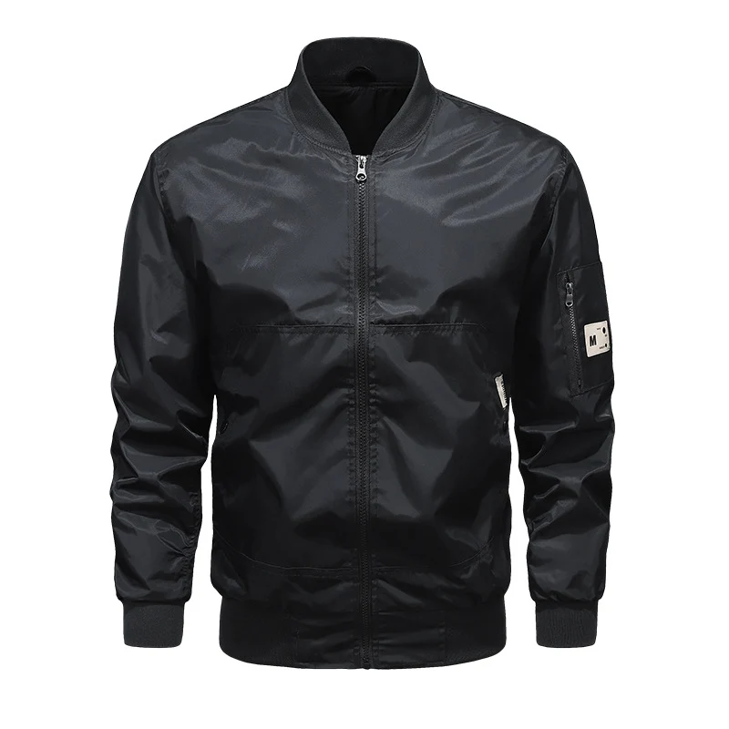 Herren Leichte Nylon-Bomberjacke mit Ärmeltasche, Stehkragen und Rippbündchen Nord Taschen