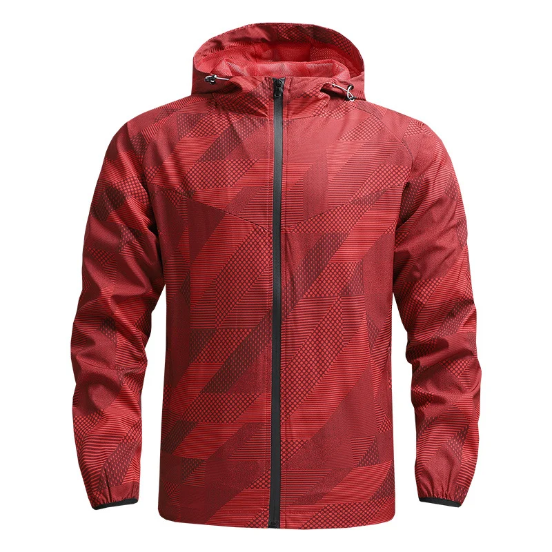 Herren Leichte Geometrische Windjacke mit Kapuze und atmungsaktivem Funktionsmaterial Nord Taschen