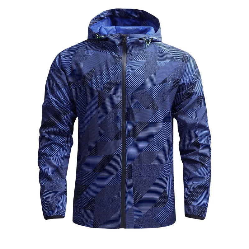 Herren Leichte Geometrische Windjacke mit Kapuze und atmungsaktivem Funktionsmaterial Nord Taschen
