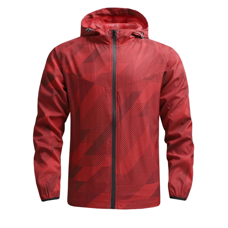 Herren Leichte Geometrische Windjacke mit Kapuze und atmungsaktivem Funktionsmaterial Nord Taschen