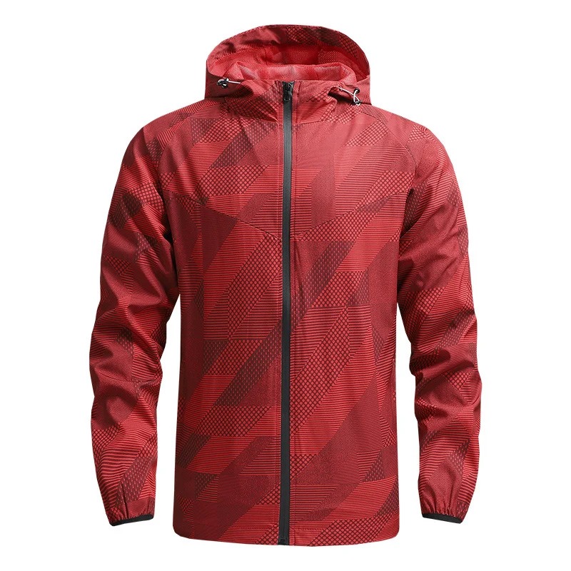 Herren Leichte Geometrische Windjacke mit Kapuze und atmungsaktivem Funktionsmaterial Nord Taschen