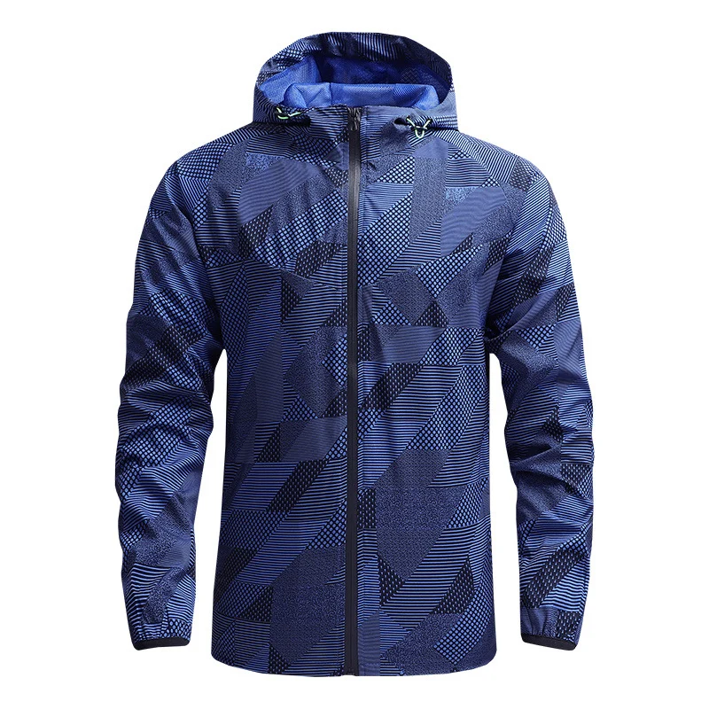 Herren Leichte Geometrische Windjacke mit Kapuze und atmungsaktivem Funktionsmaterial Nord Taschen