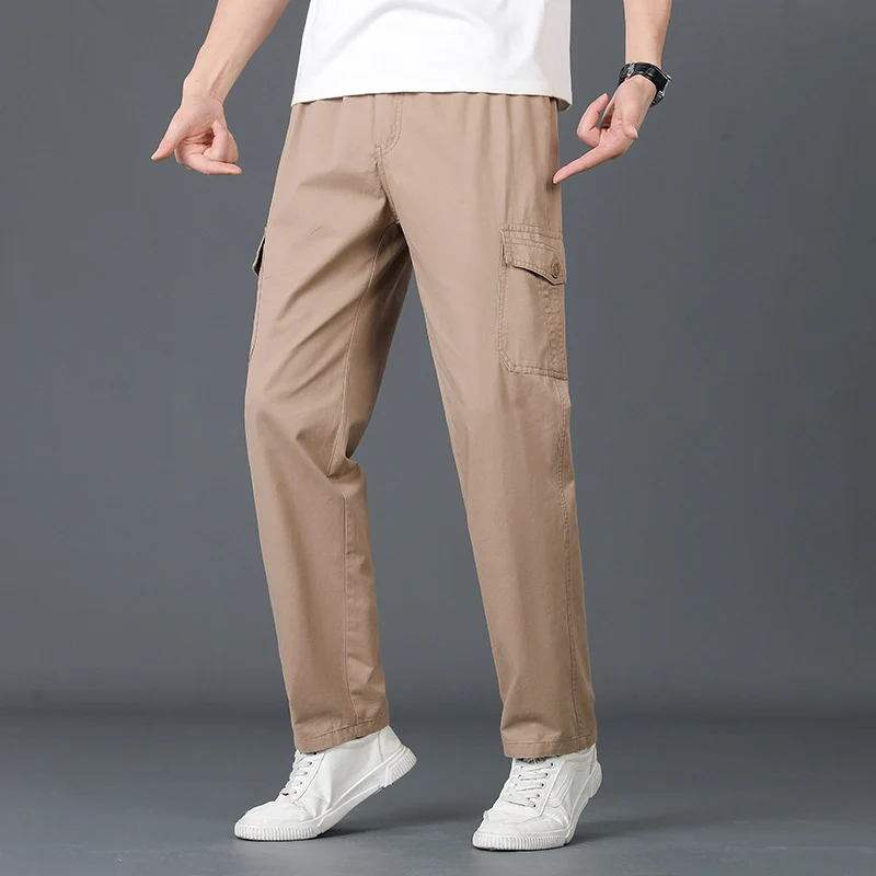 Herren Leichte Baumwoll‑Utility‑Cargohose mit elastischem Bund und geradem Bein Nord Taschen
