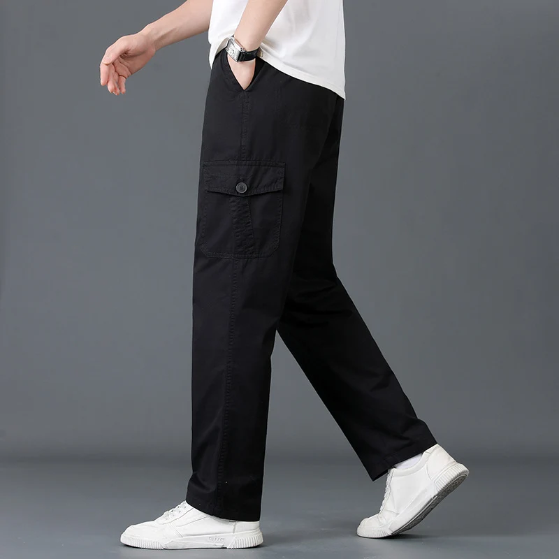 Herren Leichte Baumwoll‑Utility‑Cargohose mit elastischem Bund und geradem Bein Nord Taschen
