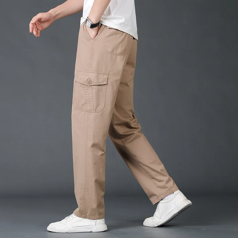 Herren Leichte Baumwoll‑Utility‑Cargohose mit elastischem Bund und geradem Bein Nord Taschen