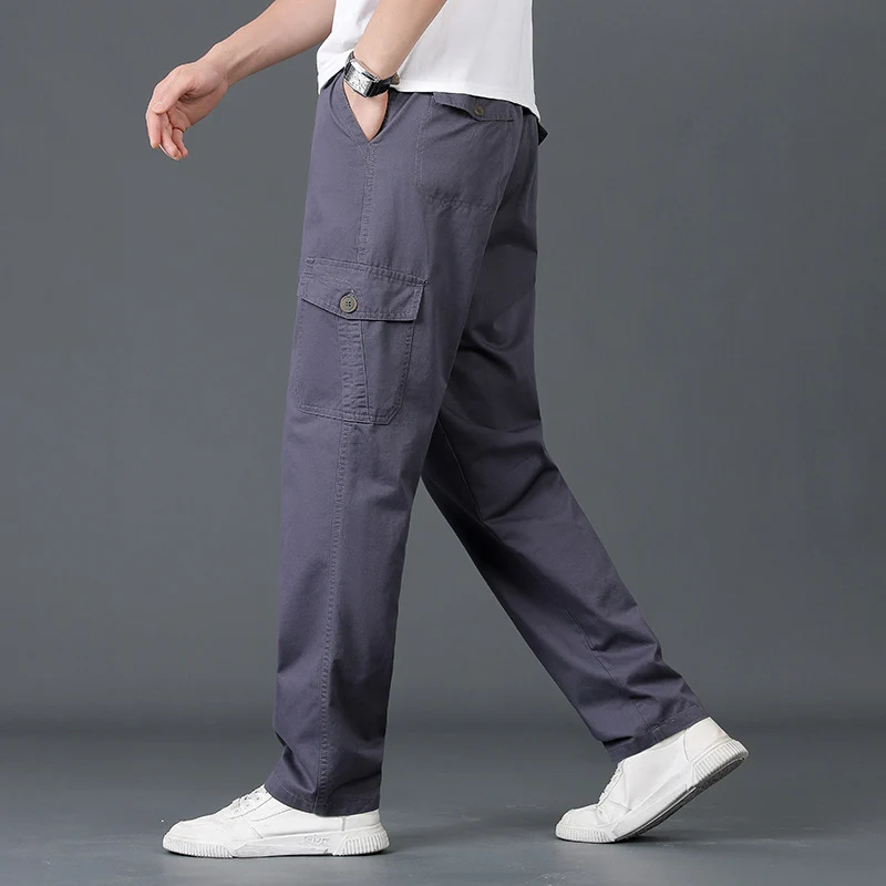 Herren Leichte Baumwoll‑Utility‑Cargohose mit elastischem Bund und geradem Bein Nord Taschen