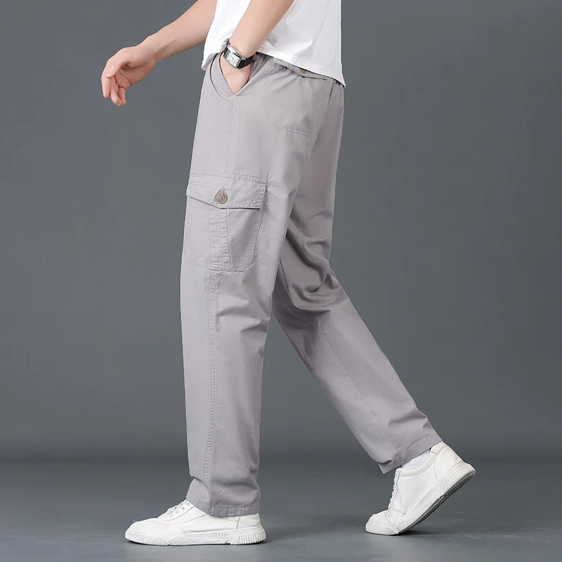 Herren Leichte Baumwoll‑Utility‑Cargohose mit elastischem Bund und geradem Bein Nord Taschen