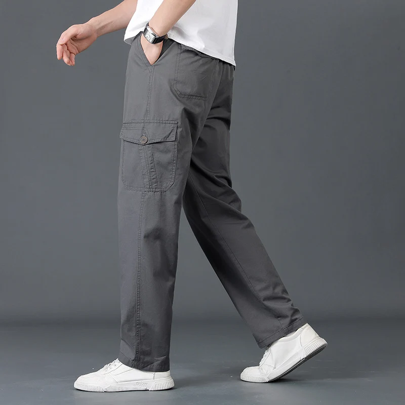 Herren Leichte Baumwoll‑Utility‑Cargohose mit elastischem Bund und geradem Bein Nord Taschen