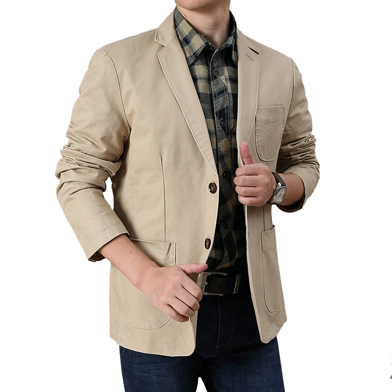 Herren legerer Baumwollblazer mit aufgesetzten Taschen und klassischem Knopfverschluss Nord Taschen