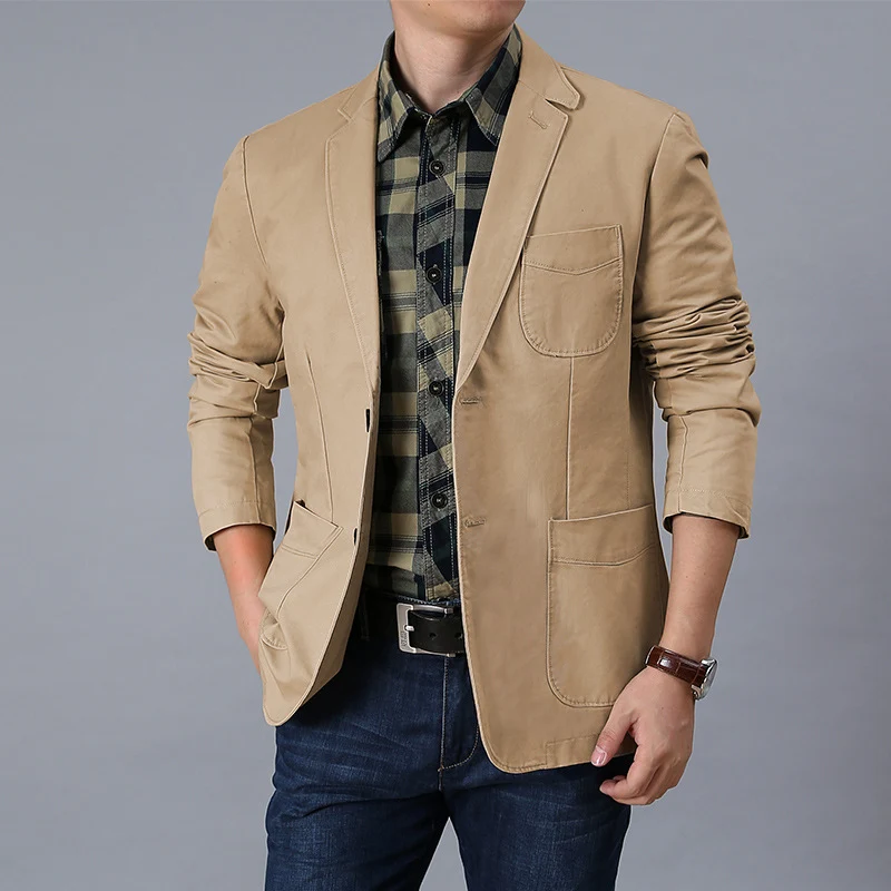 Herren legerer Baumwollblazer mit aufgesetzten Taschen und klassischem Knopfverschluss Nord Taschen