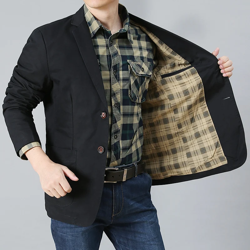 Herren legerer Baumwollblazer mit aufgesetzten Taschen und klassischem Knopfverschluss Nord Taschen