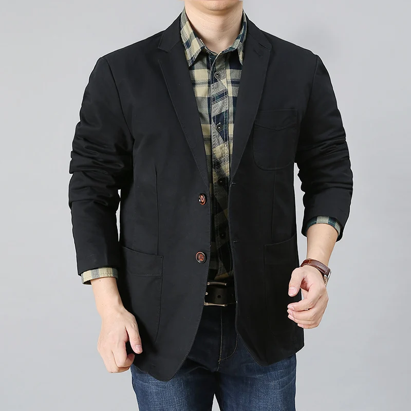 Herren legerer Baumwollblazer mit aufgesetzten Taschen und klassischem Knopfverschluss Nord Taschen