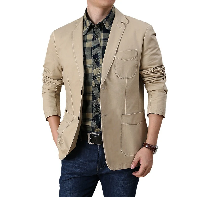 Herren legerer Baumwollblazer mit aufgesetzten Taschen und klassischem Knopfverschluss Nord Taschen