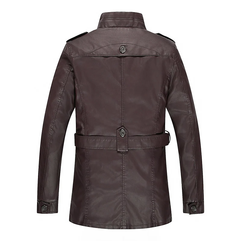 Herren Lederjacke mit Teddyfutter, Taillengürtel und Stehkragen Nord Taschen