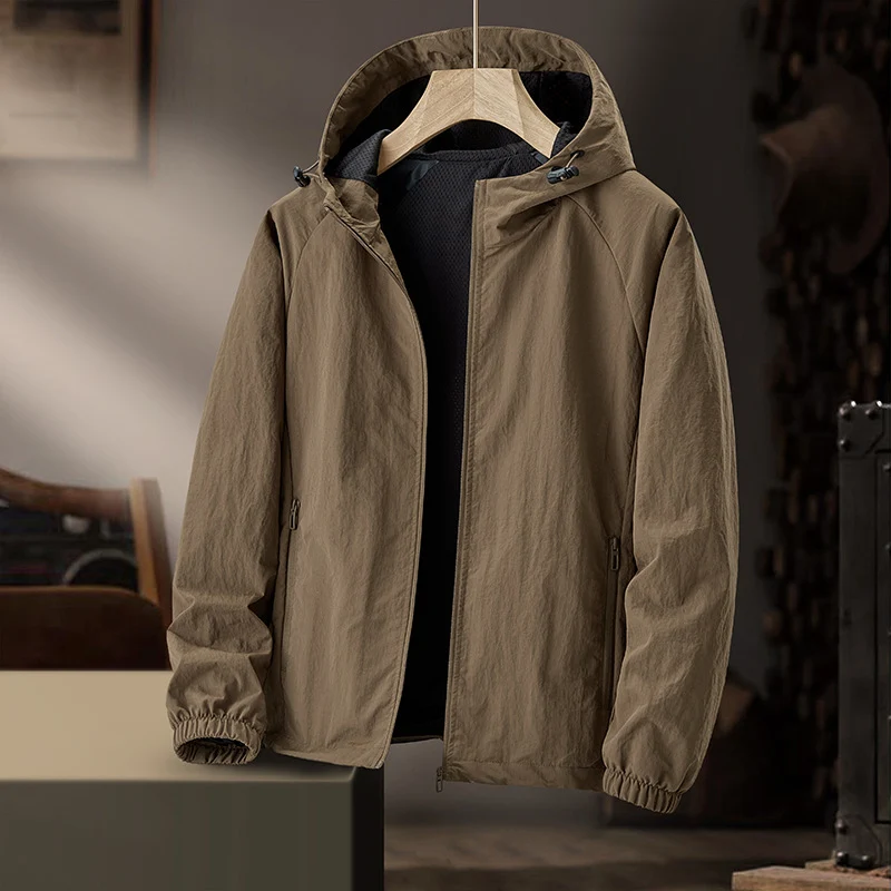 Herren Ultraleichte Kapuzen-Windjacke mit Mesh-Futter und wasserabweisender Außenlage Nord Taschen