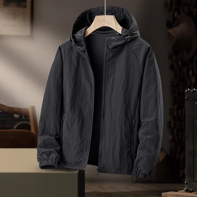 Herren Ultraleichte Kapuzen-Windjacke mit Mesh-Futter und wasserabweisender Außenlage Nord Taschen