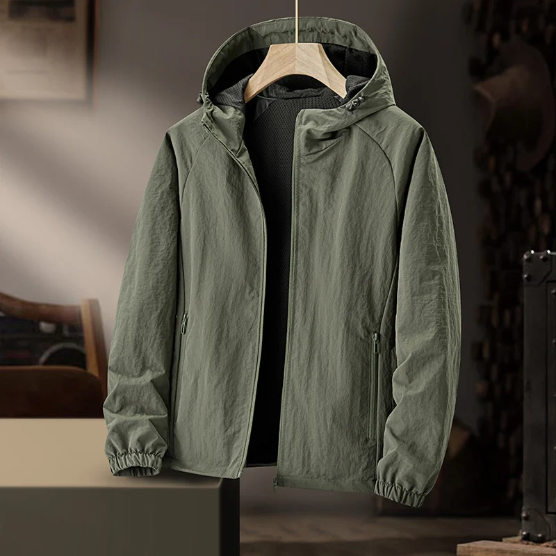 Herren Ultraleichte Kapuzen-Windjacke mit Mesh-Futter und wasserabweisender Außenlage Nord Taschen