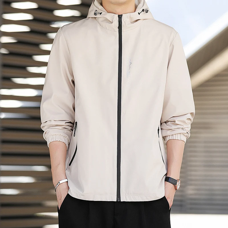 Herren Ultraleichte Kapuzen-Shelljacke im Urban-Minimalstil mit windabweisender Membran und Reißverschlusstaschen Nord Taschen