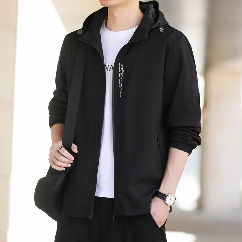 Herren Ultraleichte Kapuzen-Shelljacke im Urban-Minimalstil mit windabweisender Membran und Reißverschlusstaschen Nord Taschen