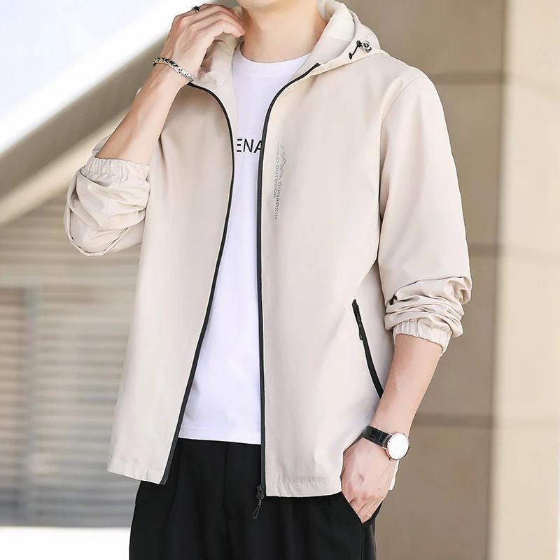 Herren Ultraleichte Kapuzen-Shelljacke im Urban-Minimalstil mit windabweisender Membran und Reißverschlusstaschen Nord Taschen
