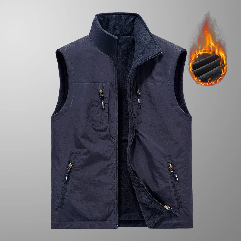 Herren Thermo-Outdoorweste mit Fleece-Innenfutter, windabweisender Shell und Mehrfach-Reißverschlusstaschen Nord Taschen