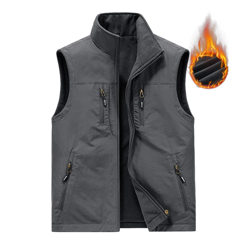 Herren Thermo-Outdoorweste mit Fleece-Innenfutter, windabweisender Shell und Mehrfach-Reißverschlusstaschen Nord Taschen