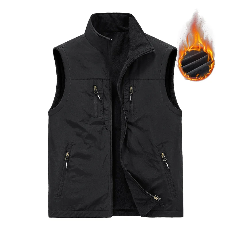 Herren Thermo-Outdoorweste mit Fleece-Innenfutter, windabweisender Shell und Mehrfach-Reißverschlusstaschen Nord Taschen