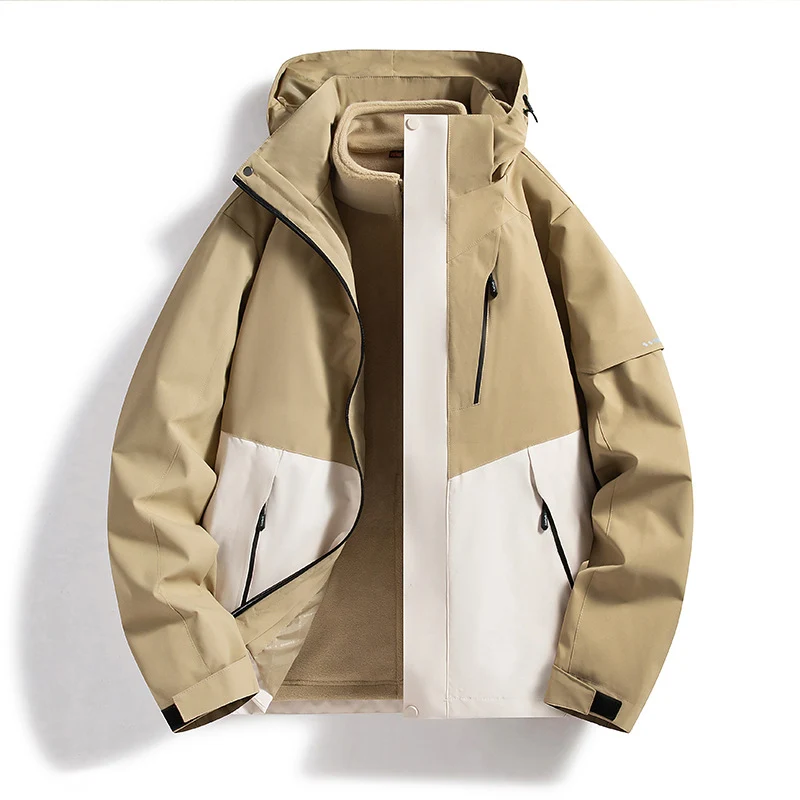 Herren Wasserabweisende Softshell-Fleece-Lagenjacke mit Kapuze und winddichter Frontblende Nord Taschen