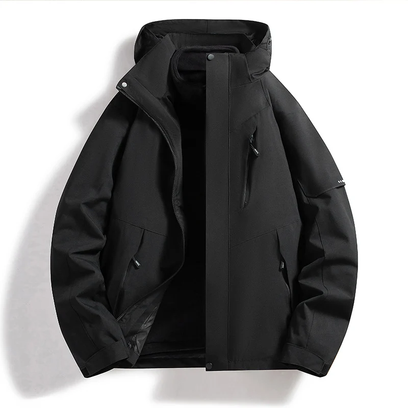 Herren Wasserabweisende Softshell-Fleece-Lagenjacke mit Kapuze und winddichter Frontblende Nord Taschen