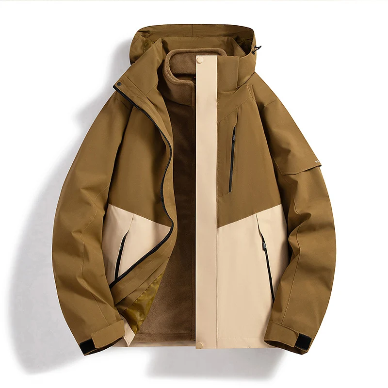 Herren Wasserabweisende Softshell-Fleece-Lagenjacke mit Kapuze und winddichter Frontblende Nord Taschen