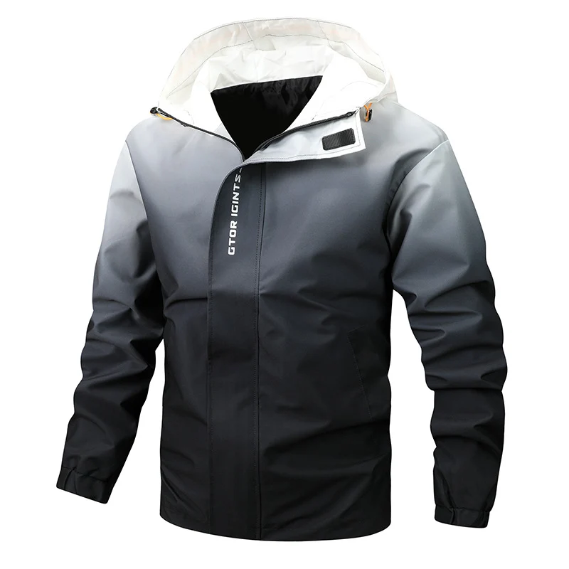 Herren Wasserabweisende Kapuzenjacke mit Farbverlauf, winddicht und atmungsaktiv Nord Taschen