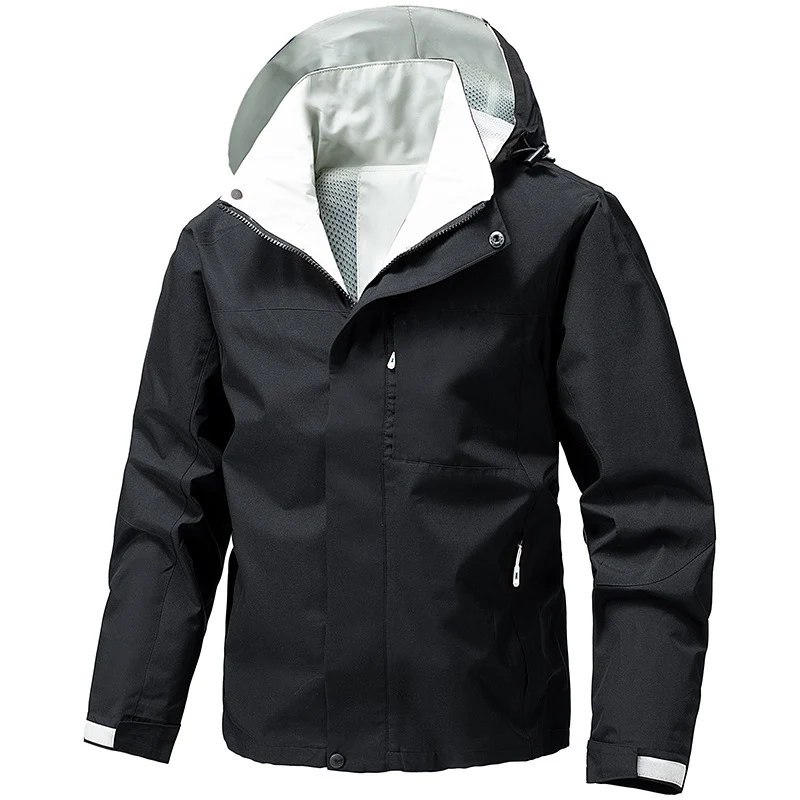 Herren Wasser- und winddichte Funktions‑Outdoorjacke mit Kapuze, atmungsaktivem Mesh‑Futter und verdeckter Reißverschlussleiste Nord Taschen