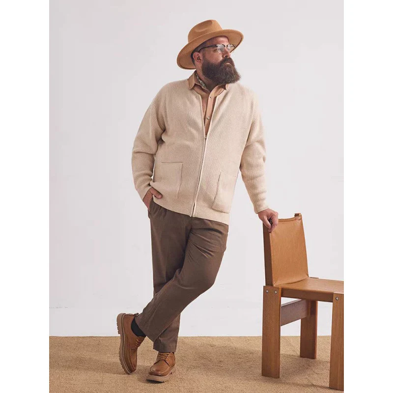 Unisex Oversized Boxy-Strickjacke mit verdecktem Reißverschluss und breiter Rippenstruktur Nord Taschen
