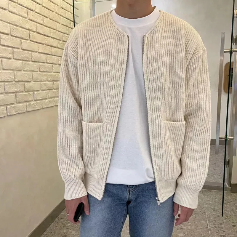 Unisex Oversized Boxy-Strickjacke mit verdecktem Reißverschluss und breiter Rippenstruktur Nord Taschen