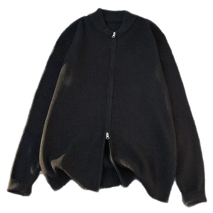 Unisex Oversize-Zopfmuster-Halbzip-Pullover mit extra hohem Rippkragen und schwerer Baumwollmischung Nord Taschen