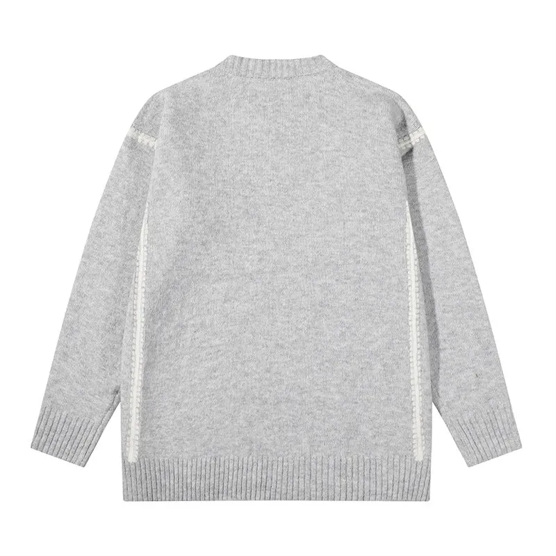 Unisex Oversize Feinstrick-Pullover mit Rundhalsausschnitt und Rippenbündchen Nord Taschen