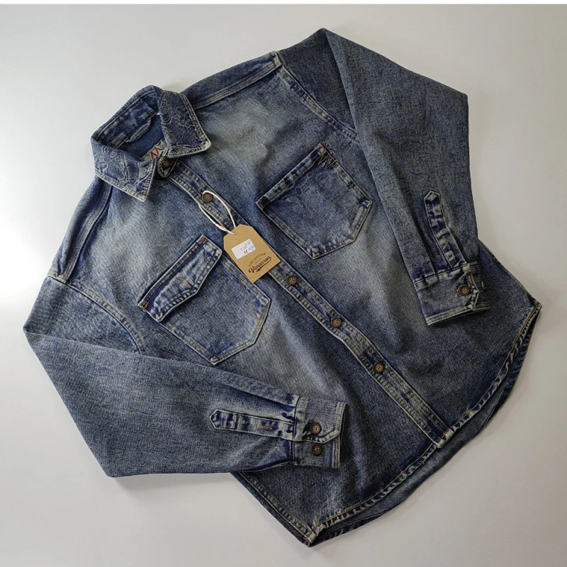 Unisex Overshirt aus gewaschenem Denim mit Relaxed‑Schnitt und Pattentaschen Nord Taschen